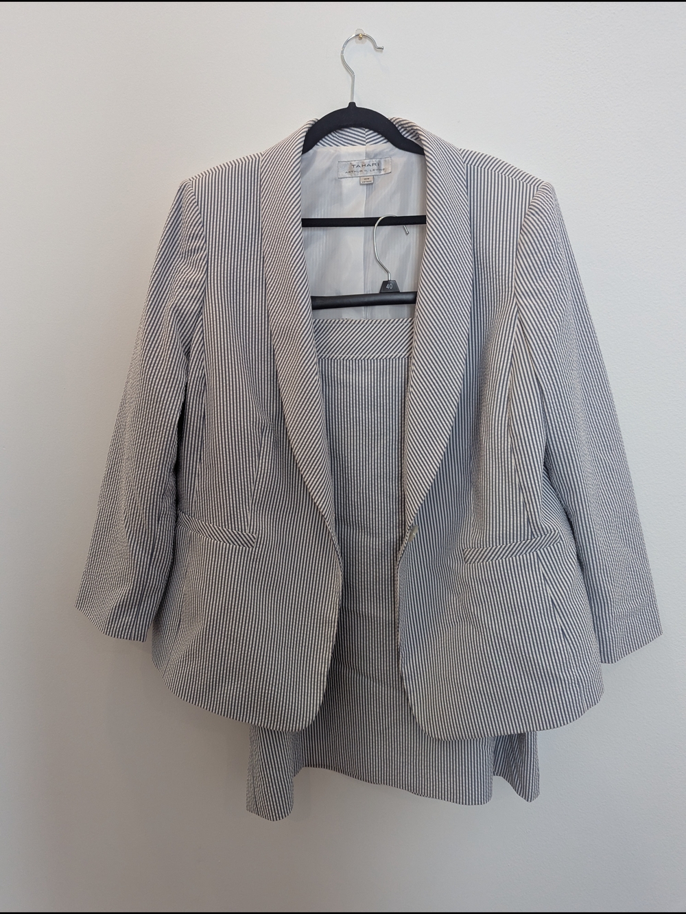 Talbots Women's Seersucker Striped Two-Piece Suit with Skirt